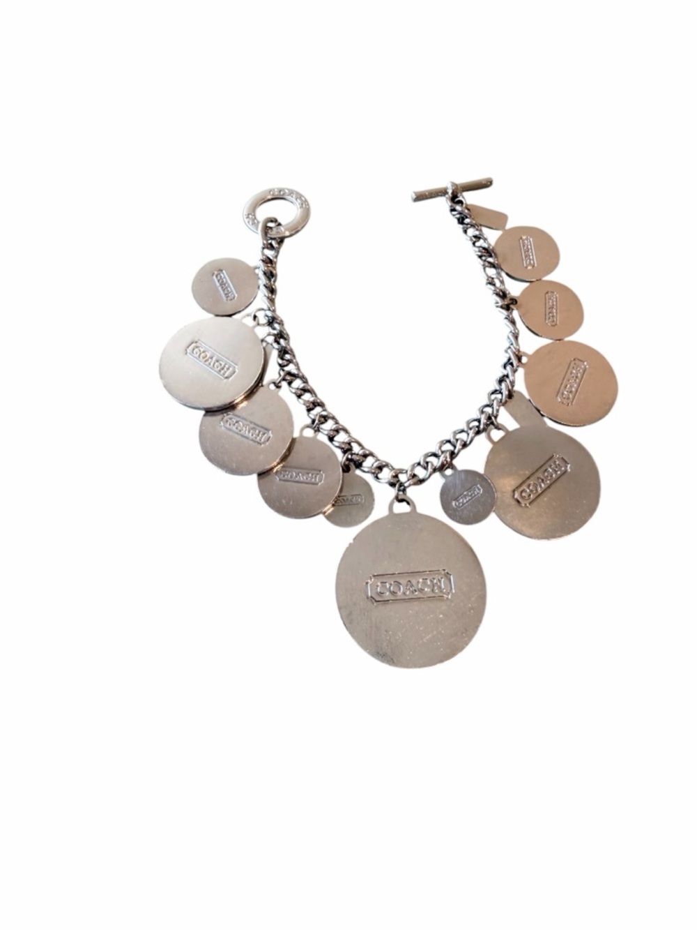 Coach Y2K Vintage Enamel Charm Bracelet | Multicolor Disc Dangles - Picture 3 of 4